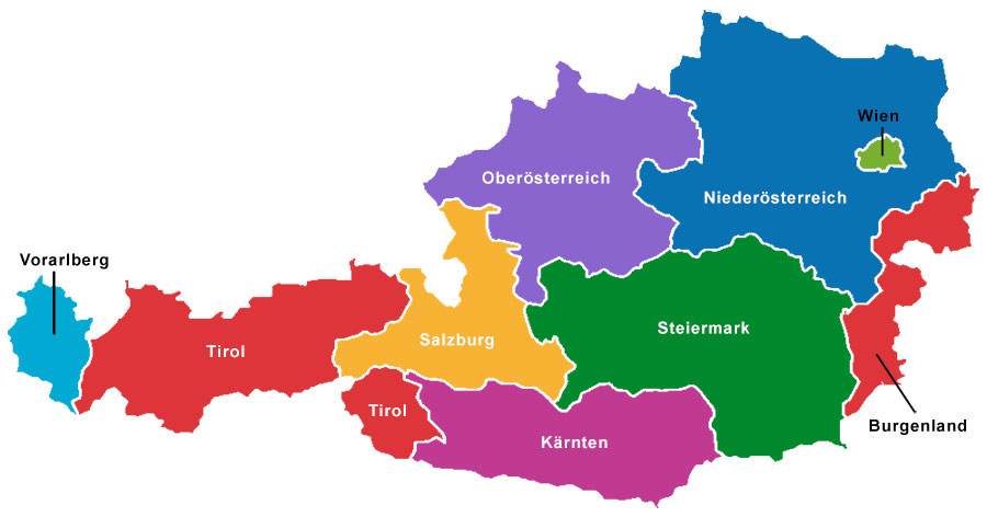 Bundeslande Karte Österreich